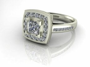 Cushion halo engagment NO STONES SUPPLIED in Fine Detail Polished Silver