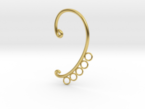 Cosplay Ear Hook Base (style 2) in Polished Brass