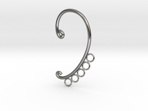 Cosplay Ear Hook Base (style 2) in Polished Silver