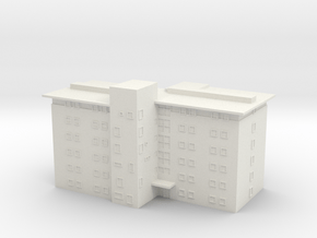 Caswell T gauge (1:450) Modern Block of Flats in White Natural Versatile Plastic: 1:450 - T