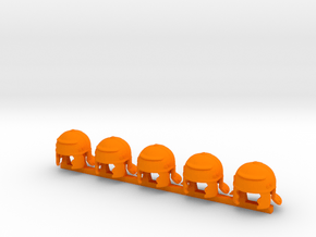 5 x Roman Helmet in Orange Processed Versatile Plastic
