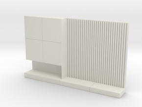 Miniature 1:24 TV Wall in White Natural Versatile Plastic: 1:24