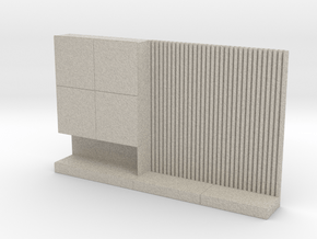 Miniature 1:48 TV Wall in Natural Sandstone: 1:48 - O