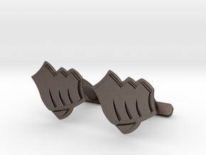 Riot Fist Cufflinks in Polished Bronzed Silver Steel