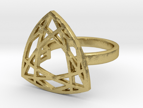 Trillion cut diamond ring 57 mm circumference in Natural Brass