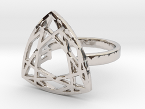 Trillion cut diamond ring 57 mm circumference in Rhodium Plated Brass