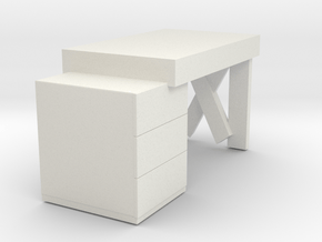 Modern Miniature 1:12 Dressing Table in White Natural Versatile Plastic: 1:12