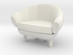 Miniature 1:24 Armchair in White Natural Versatile Plastic: 1:24