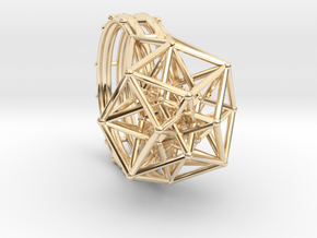 Tesseract Ring size 11.5 in 14k Gold Plated Brass