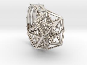 Tesseract Ring size 11.5 in Rhodium Plated Brass