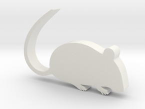 Rat Game Piece in White Natural Versatile Plastic