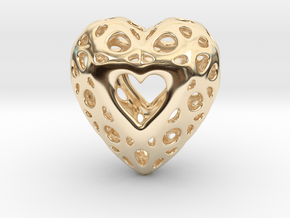 Voronoi Heart Pendant ver.2 in 14K Yellow Gold