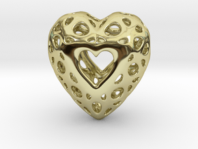 Voronoi Heart Pendant ver.2 in 18k Gold Plated Brass