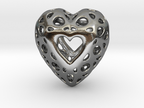 Voronoi Heart Pendant ver.2 in Polished Silver