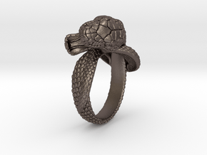 Snake Ring in Polished Bronzed-Silver Steel: 6 / 51.5