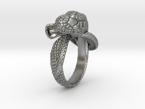 Snake Ring in Natural Silver: 6 / 51.5