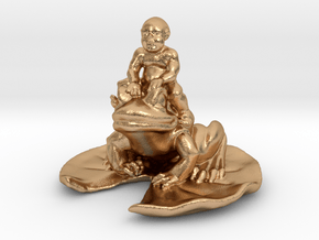 Putti On A Frog on a Pad 3 Inches tall in Natural Bronze