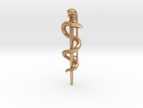 Asclepian Rod pin - Snake Rod - Symbol of Medicine in Natural Bronze