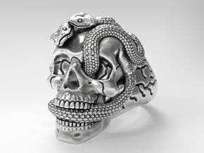 "Poisoned"  Skull & snakes ring sz 10.5 in Natural Silver
