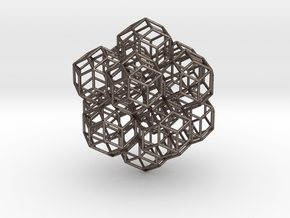 rhombic tricontahedrons, at icosahedron vertices in Polished Bronzed-Silver Steel