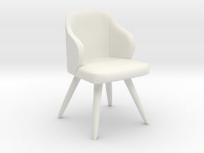 Modern Miniature 1:12 Armchair in White Natural Versatile Plastic: 1:12