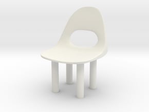 Modern Miniature 1:12 Chair in White Natural Versatile Plastic: 1:12