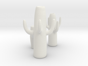Cactus Sculpture in White Natural Versatile Plastic: Small