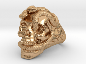 "Poisoned"  Skull & snakes ring sz 10.5 in Polished Bronze