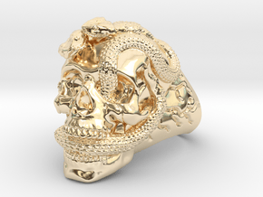 "Poisoned"  Skull & snakes ring sz 10.5 in 14k Gold Plated Brass