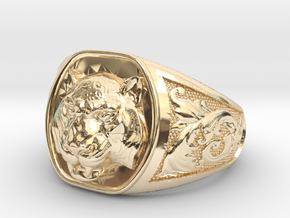 Tiger Ring  Size 9 in 14k Gold Plated Brass