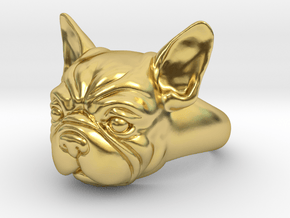 Cutest French Bulldog signet ring size 6.5 in Polished Brass