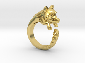 "Fluffy Tail" Racoon ring size 6.5 in Polished Brass