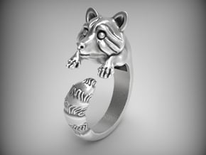 "Fluffy Tail" Racoon ring size 6.5 in Natural Silver