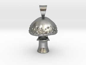 Mushroom Pendant in Natural Silver