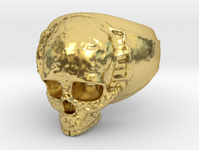 Skull Ring  in Polished Brass