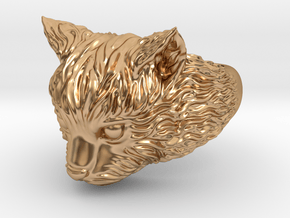 Cute and fluffy cat ring, size 6.5 in Polished Bronze