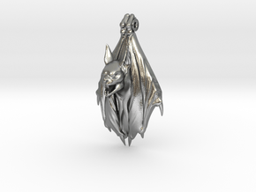 Bat Gothic pendant in Natural Silver