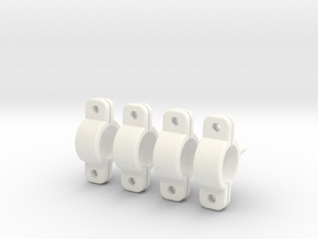 45 Deg Clamps for 8mm Tubular (Lama Hook Mounts) in White Processed Versatile Plastic
