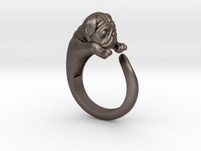 Very cute "Pug" band for a pug lovers in Polished Bronzed-Silver Steel
