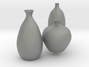 Modern Miniature 1:24 Vase Set in Gray PA12: 1:24