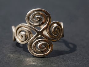 4 Spirals & Ovals Ring (Closed version ) - Size 17 in Polished Silver