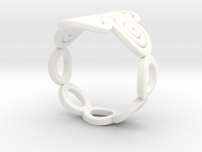 4 Spirals & Ovals Ring (Closed version ) - Size 17 in White Processed Versatile Plastic