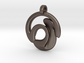 Circle Wave Pendant in Polished Bronzed-Silver Steel