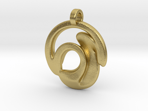 Circle Wave Pendant in Natural Brass