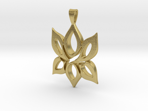 Lotus Flower Pendant in Natural Brass