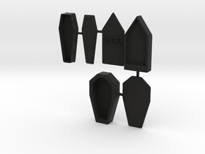 S Scale 3 Coffins in Black Premium Versatile Plastic