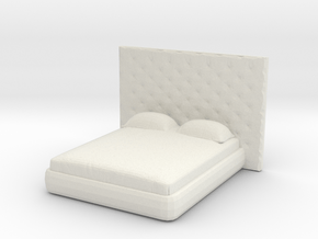 Modern Miniature 1:48 Bed in White Natural Versatile Plastic: 1:48 - O