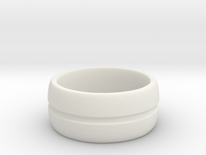 Simple Ridged Ring - Size 23 in White Natural Versatile Plastic
