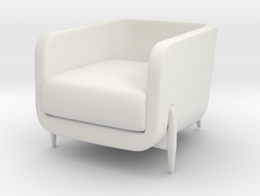 Modern Miniature 1:24 Armchair in White Natural Versatile Plastic: 1:24