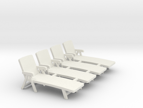 Deck Chair 01. 1:64 Scale (S) in White Natural Versatile Plastic